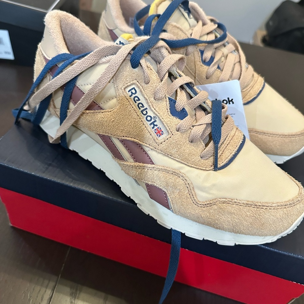 Reebok Tan and Navy Athletic Shoes